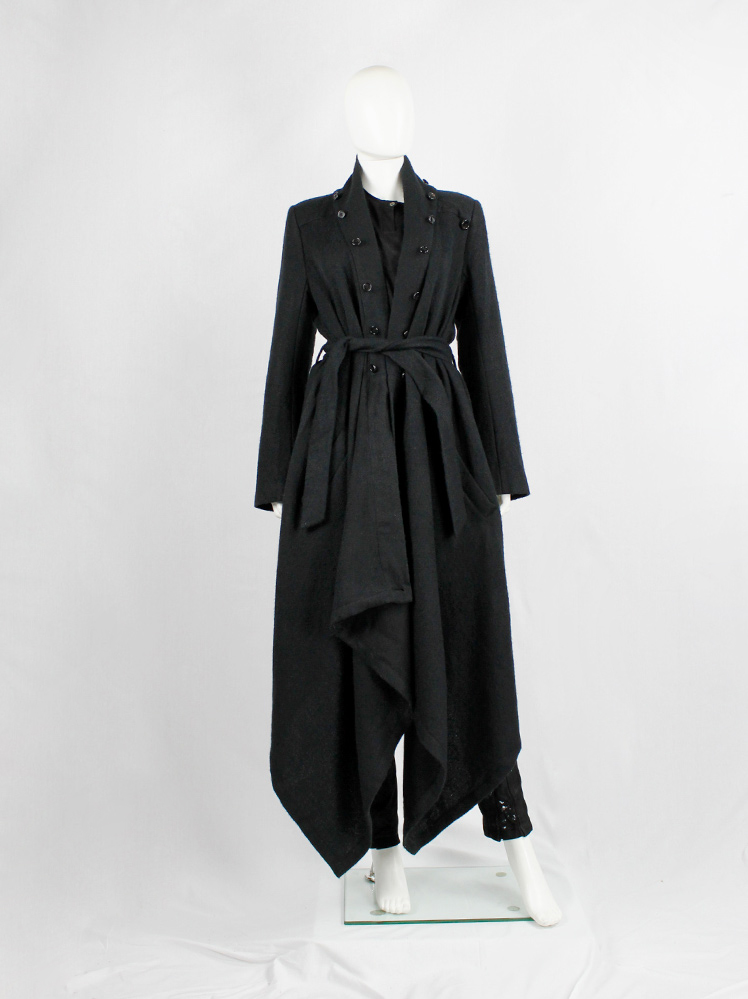 vintage Ann Demeulemeester dark grey maxi coat with oversized cowl neck fall 2012 (15)