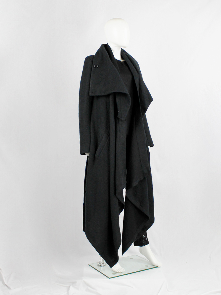 vintage Ann Demeulemeester dark grey maxi coat with oversized cowl neck fall 2012 (3)