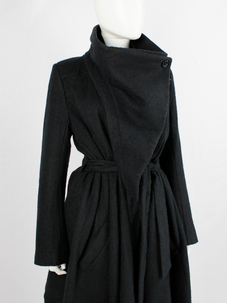 vintage Ann Demeulemeester dark grey maxi coat with oversized cowl neck fall 2012 (8)