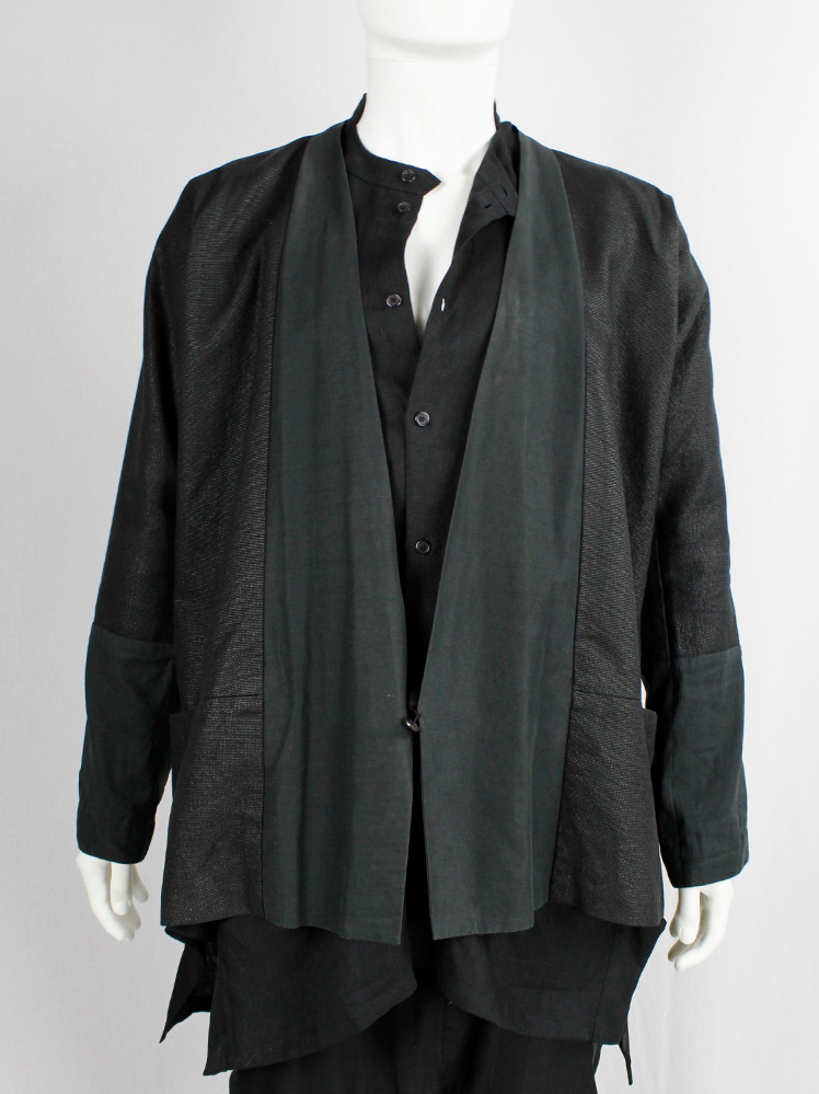 vintage Jan-Jan Van Essche black woven kimono jacket with contrasting trim and sleeves (5)