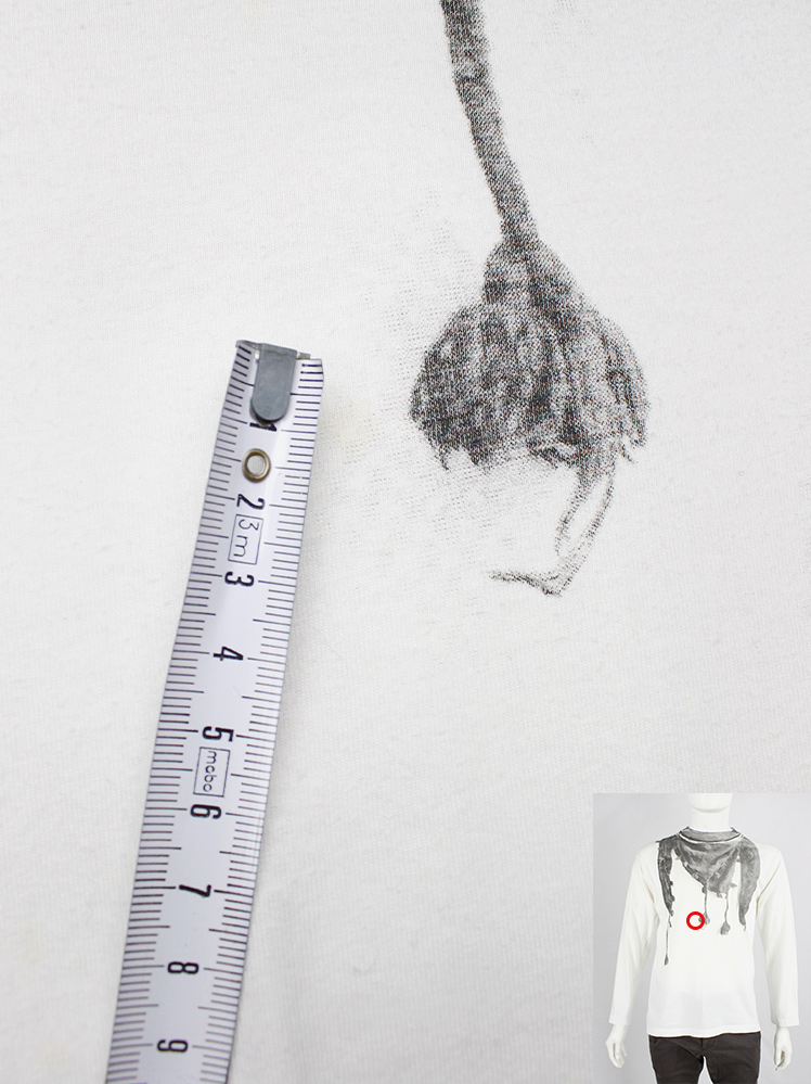 vintage Maison Martin Margiela artisanal white longsleeve with trompe-l’oeil print of a scarf fall 2004 (13)