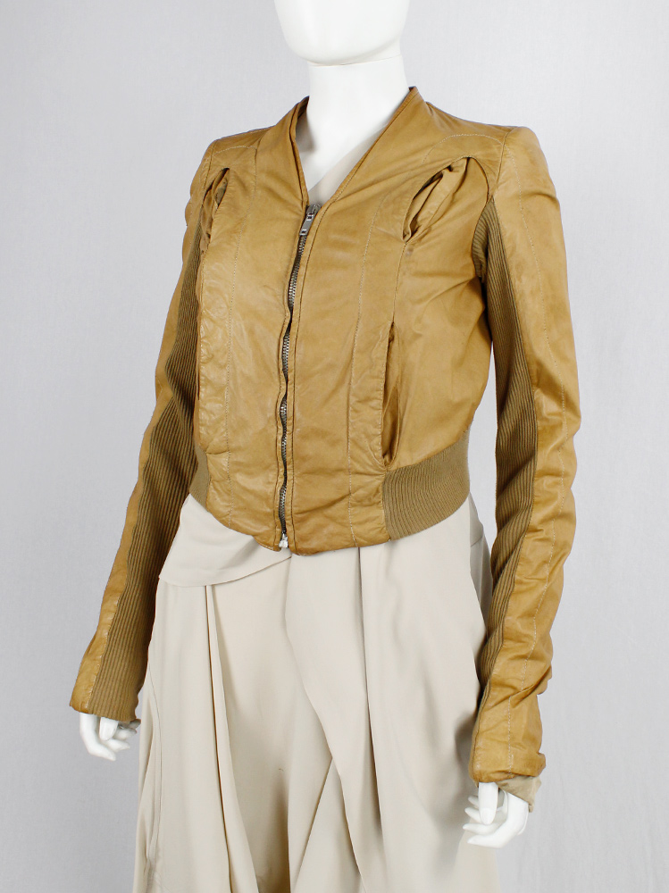 vintage Rick Owens CITROEN cognac leather bomber jacker with triangular pleated back spring 2004 (14)