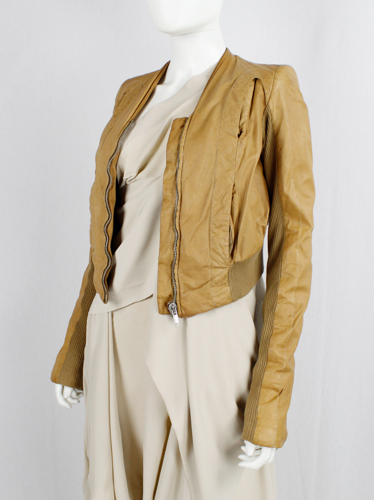 vintage Rick Owens CITROEN cognac leather bomber jacker with triangular pleated back spring 2004 (19)