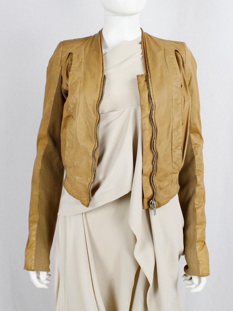 vintage Rick Owens CITROEN cognac leather bomber jacker with triangular pleated back spring 2004 (20)