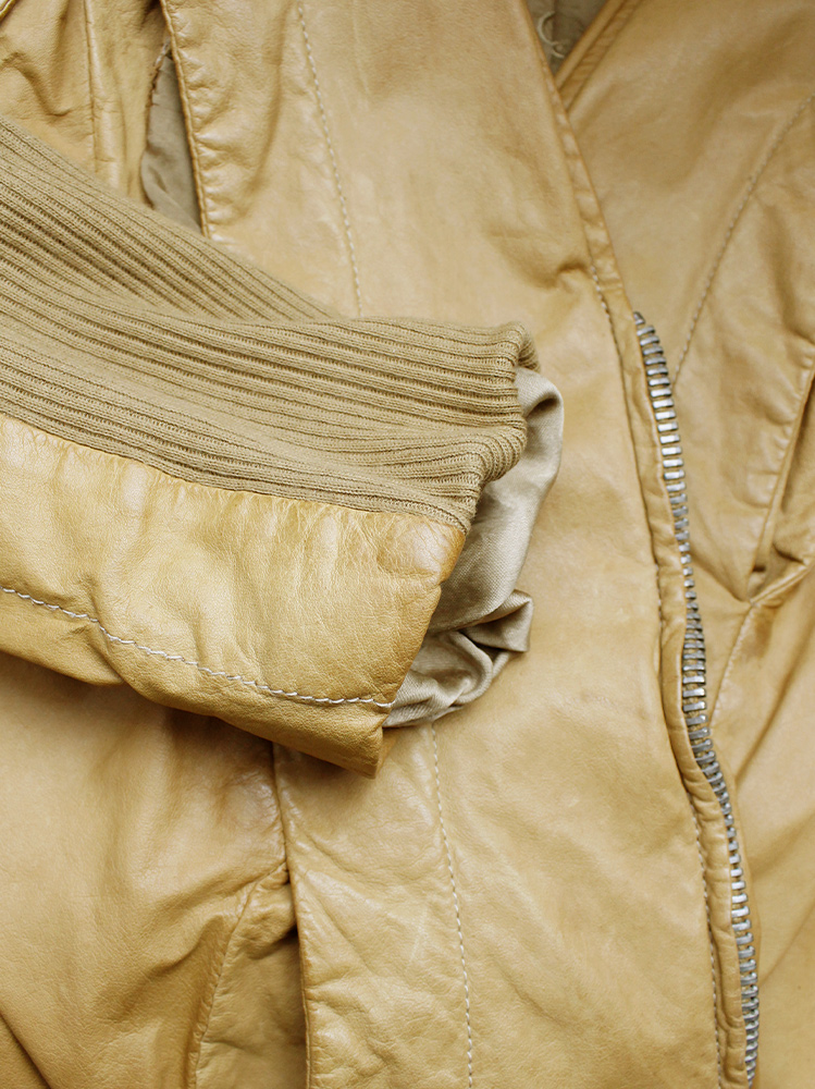 vintage Rick Owens CITROEN cognac leather bomber jacker with triangular pleated back spring 2004 (5)