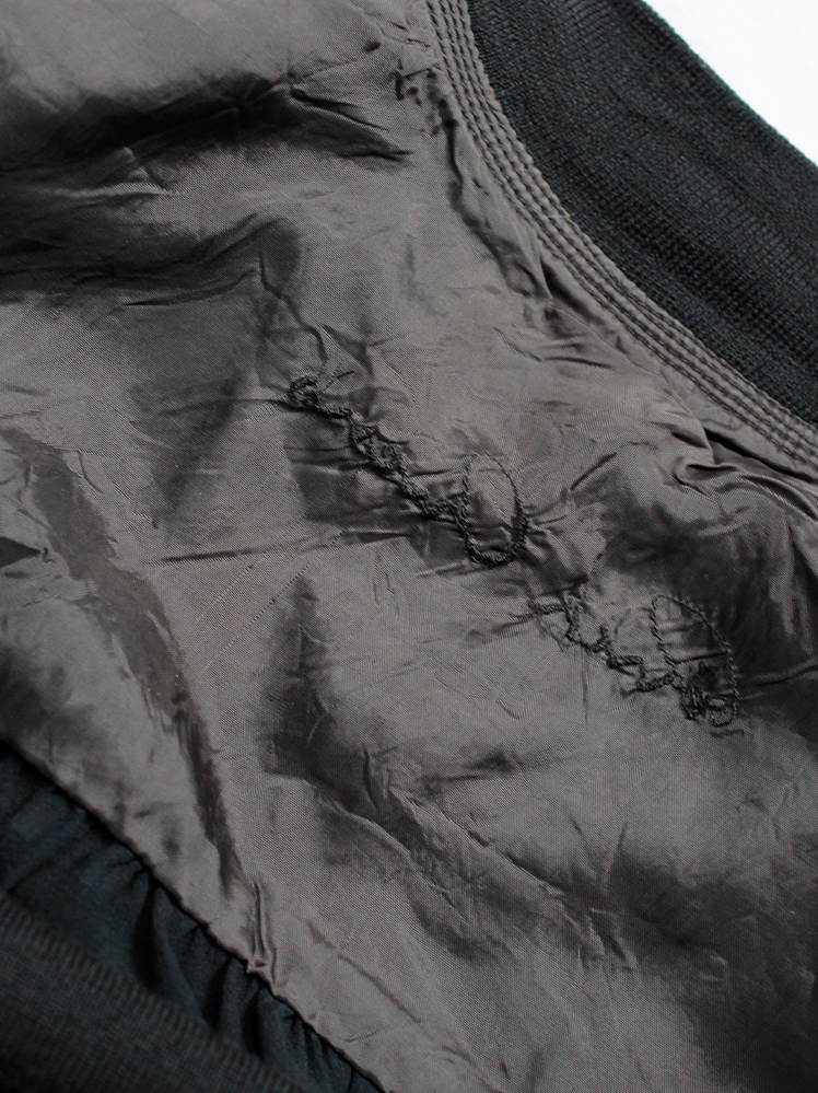 vintage Rick Owens black bomber jacket leather sleeves and sheer pleated back (19)