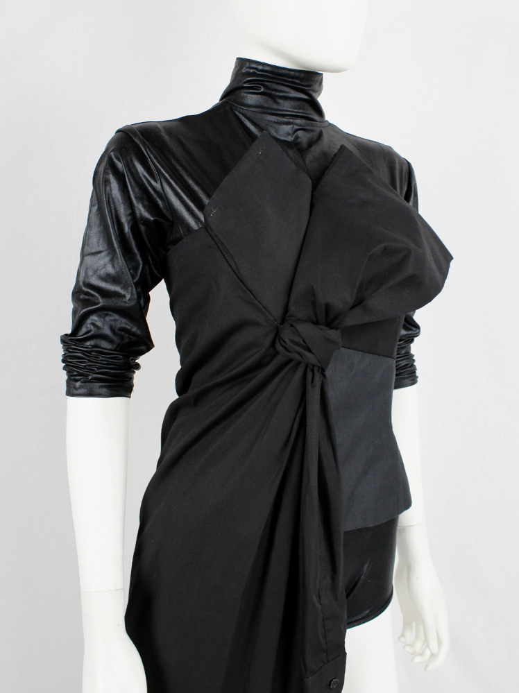 vintage a f Vandevorst black bustier of a shirtdress with large bow and sash fall 2017 couture (11)