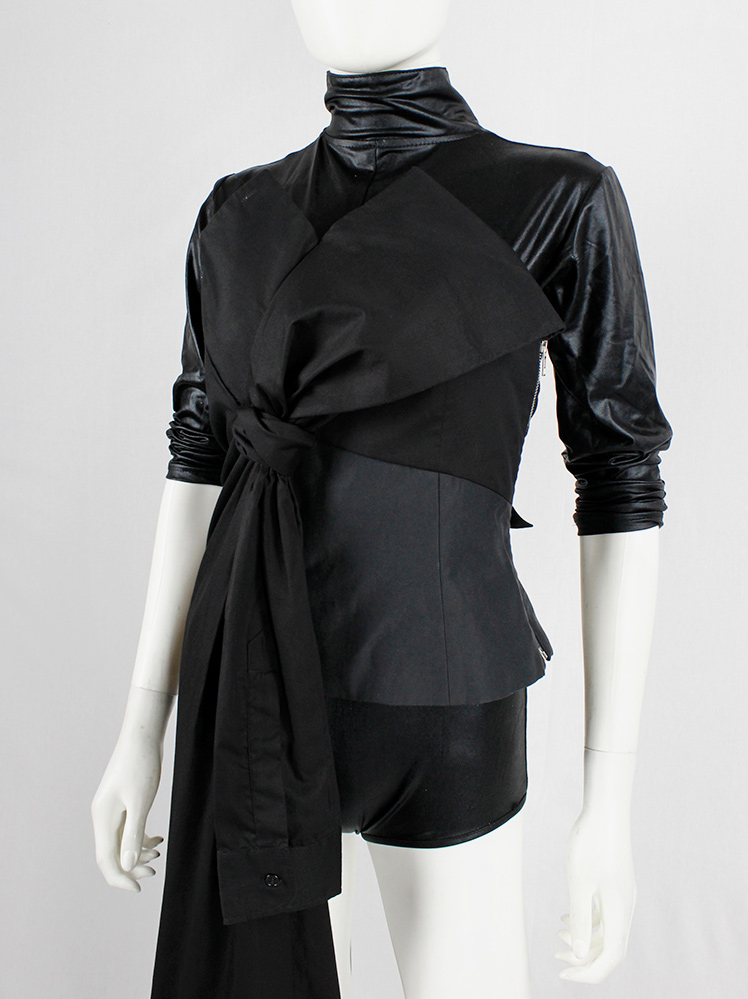 vintage a f Vandevorst black bustier of a shirtdress with large bow and sash fall 2017 couture (13)
