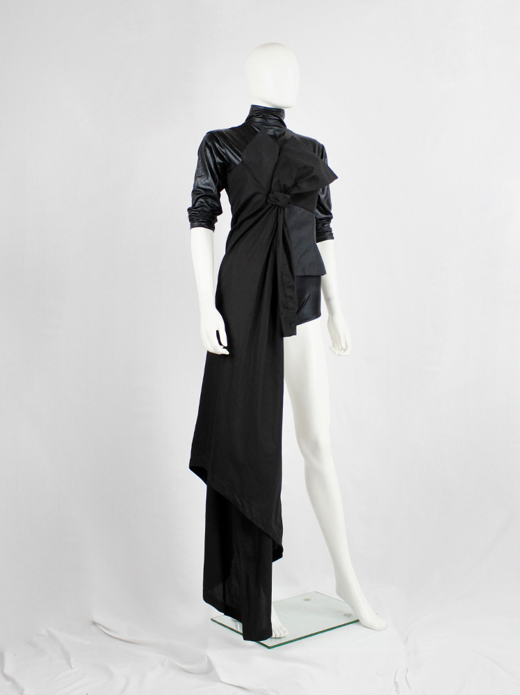 vintage a f Vandevorst black bustier of a shirtdress with large bow and sash fall 2017 couture (15)