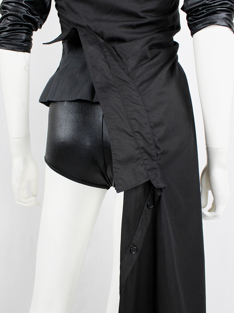 vintage a f Vandevorst black bustier of a shirtdress with large bow and sash fall 2017 couture (4)