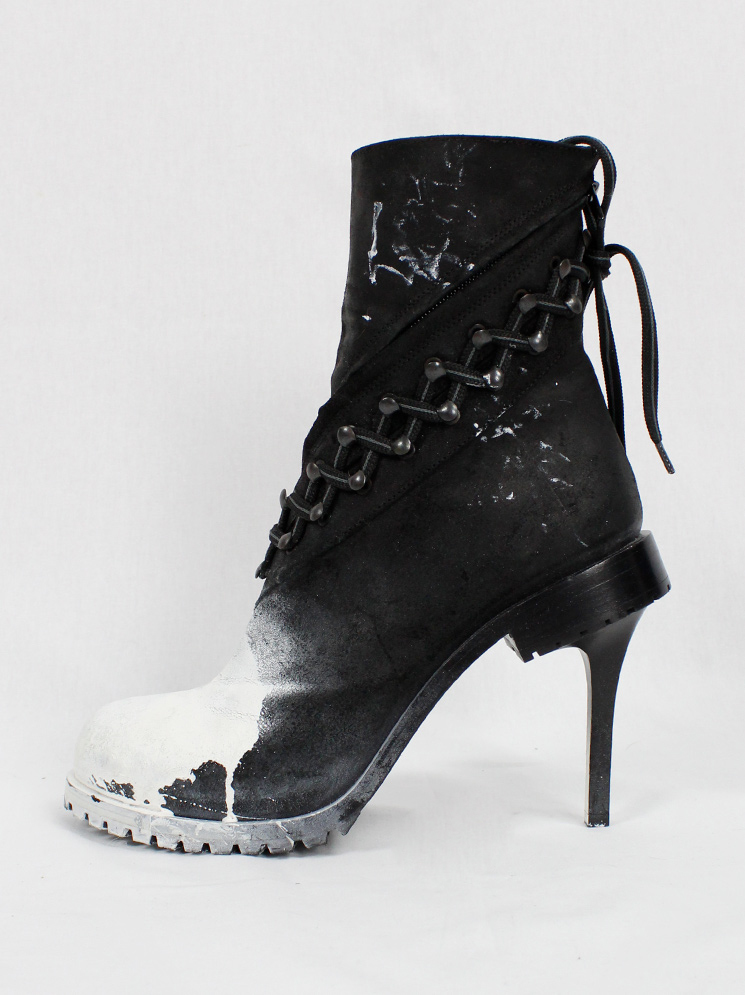 a f Vandevorst spraypainted black combat boots on a stiletto heel fall 2015 (1)