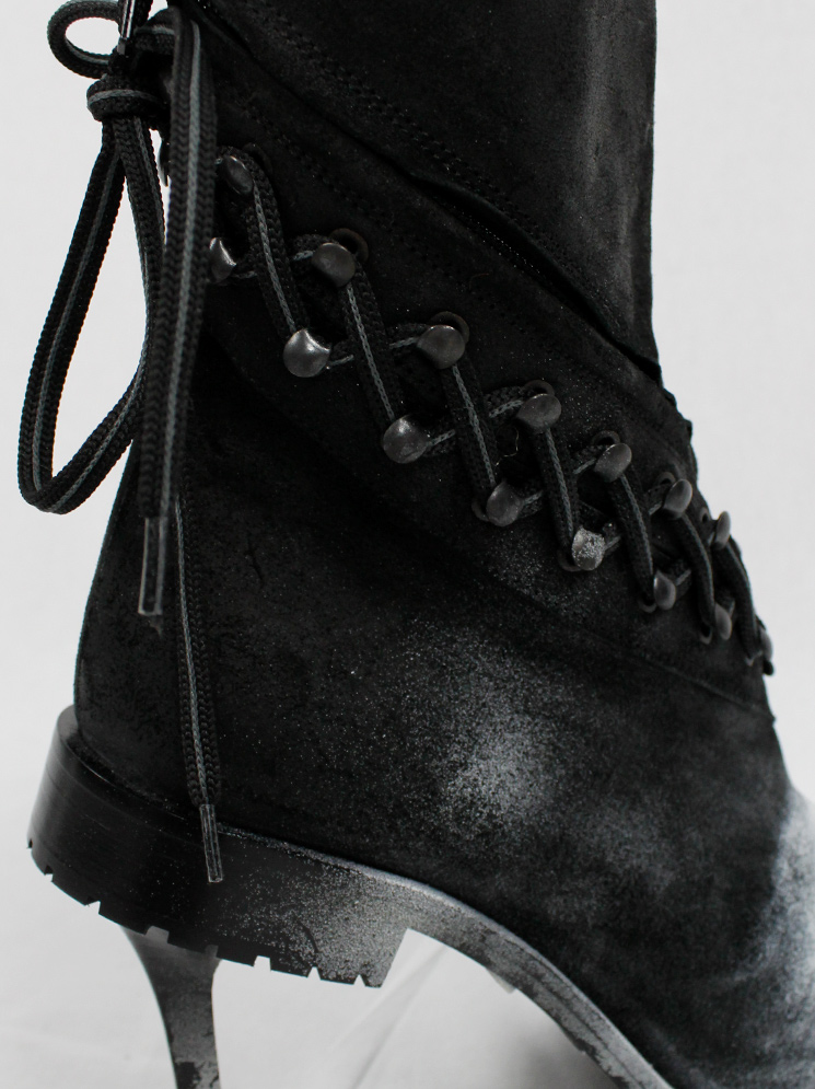 a f Vandevorst spraypainted black combat boots on a stiletto heel fall 2015 (12)