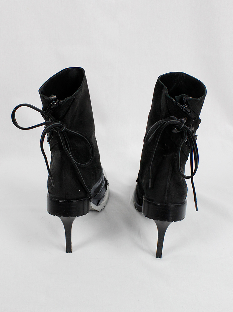 a f Vandevorst spraypainted black combat boots on a stiletto heel fall 2015 (15)