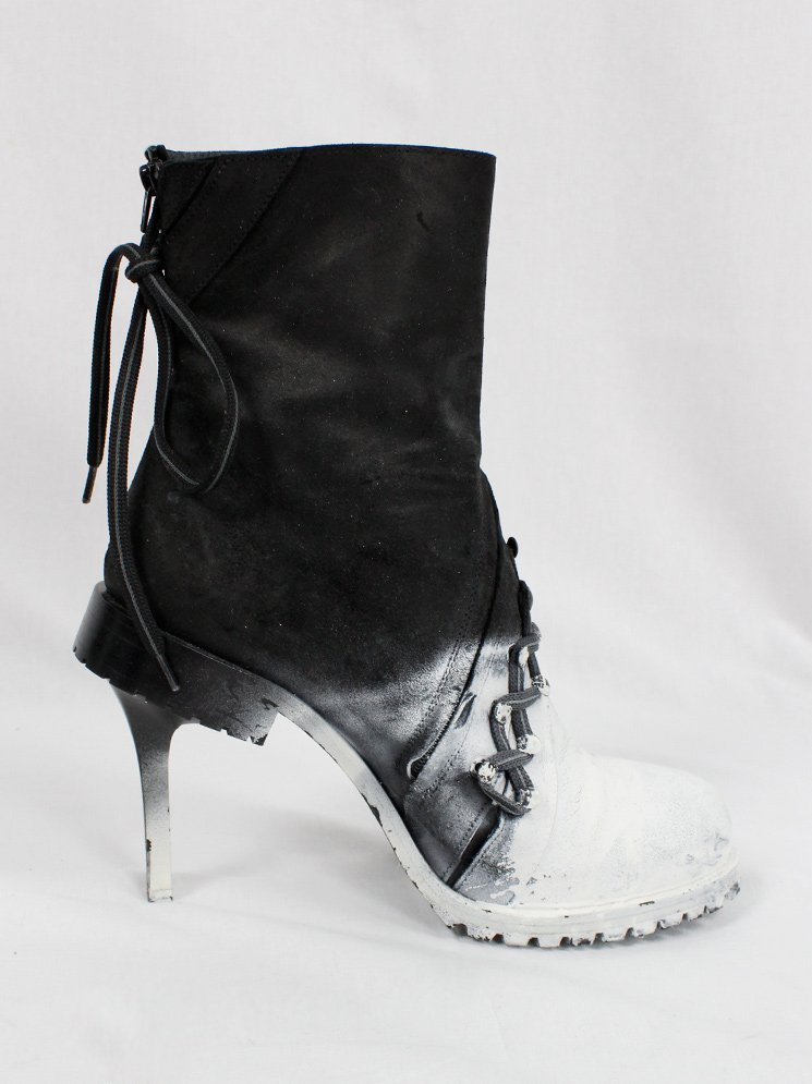 a f Vandevorst spraypainted black combat boots on a stiletto heel fall 2015 (18)