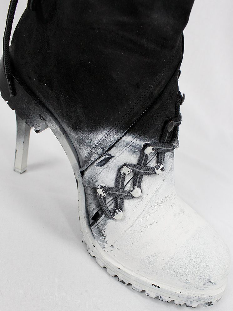 a f Vandevorst spraypainted black combat boots on a stiletto heel fall 2015 (19)
