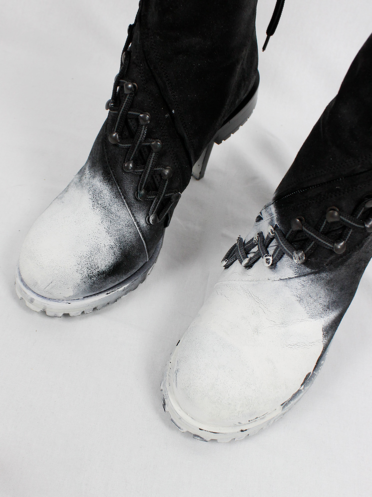 a f Vandevorst spraypainted black combat boots on a stiletto heel fall 2015 (20)