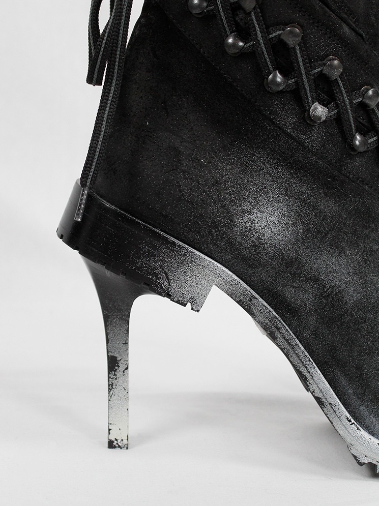 a f Vandevorst spraypainted black combat boots on a stiletto heel fall 2015 (21)