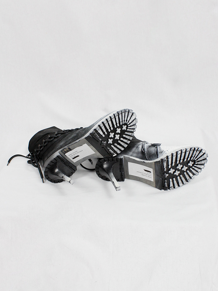 a f Vandevorst spraypainted black combat boots on a stiletto heel fall 2015 (24)