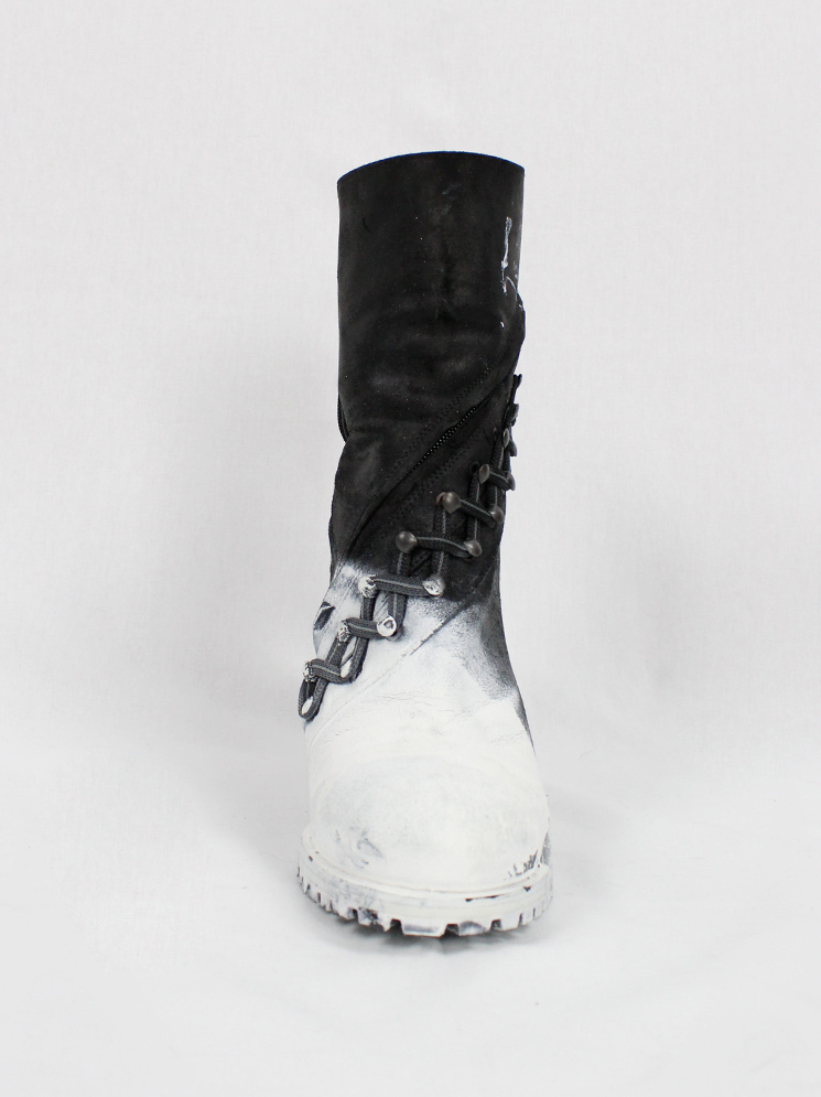 a f Vandevorst spraypainted black combat boots on a stiletto heel fall 2015 (3)