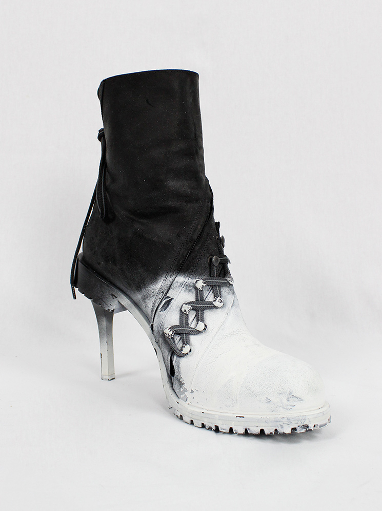 a f Vandevorst spraypainted black combat boots on a stiletto heel fall 2015 (4)