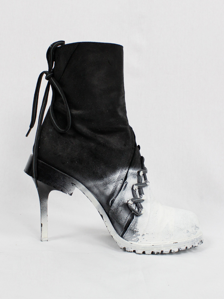 a f Vandevorst spraypainted black combat boots on a stiletto heel fall 2015 (5)