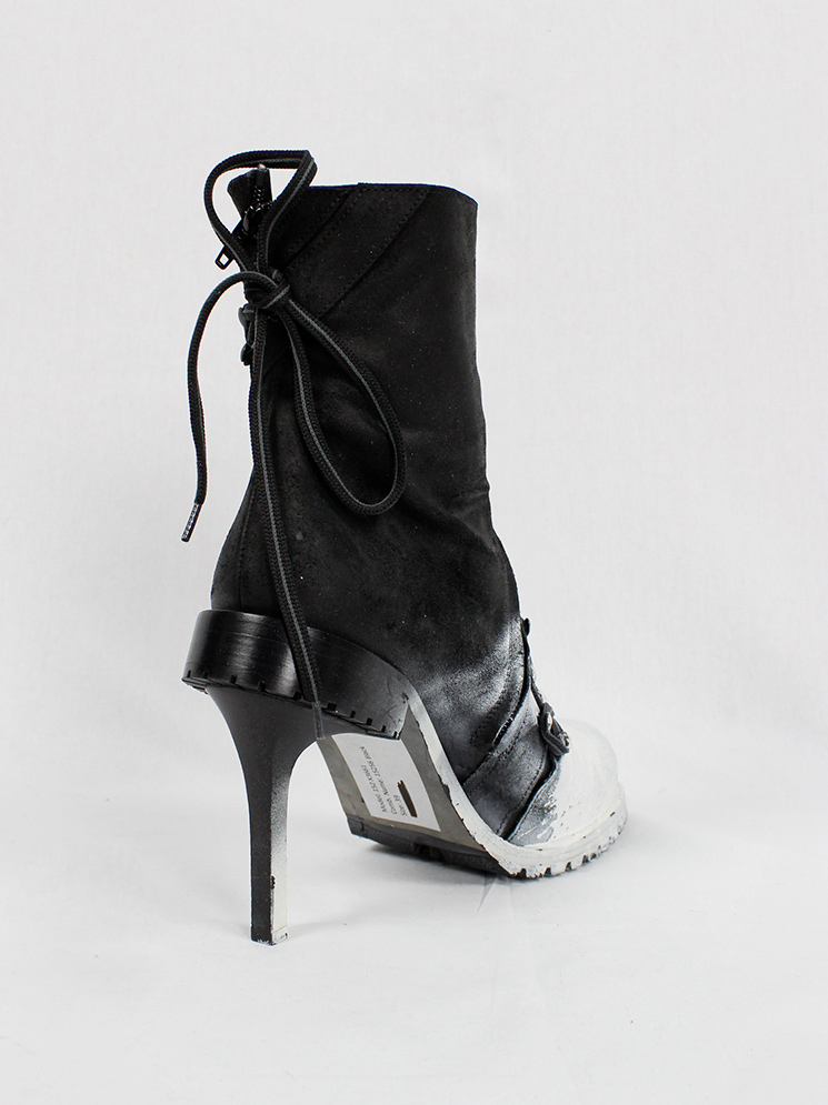 a f Vandevorst spraypainted black combat boots on a stiletto heel fall 2015 (6)