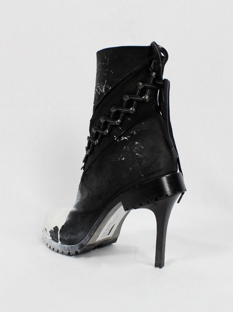 a f Vandevorst spraypainted black combat boots on a stiletto heel fall 2015 (8)