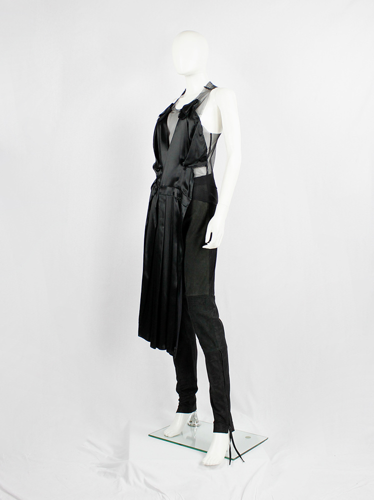 af Vandevorst black sheer top with black dress draped on the front fall 1999 (10)