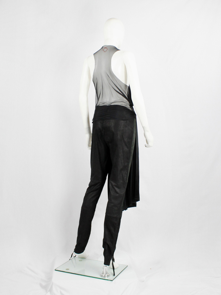 af Vandevorst black sheer top with black dress draped on the front fall 1999 (12)