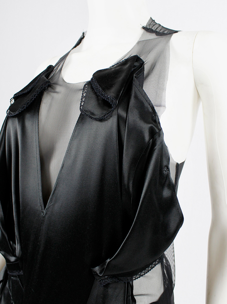 af Vandevorst black sheer top with black dress draped on the front fall 1999 (16)