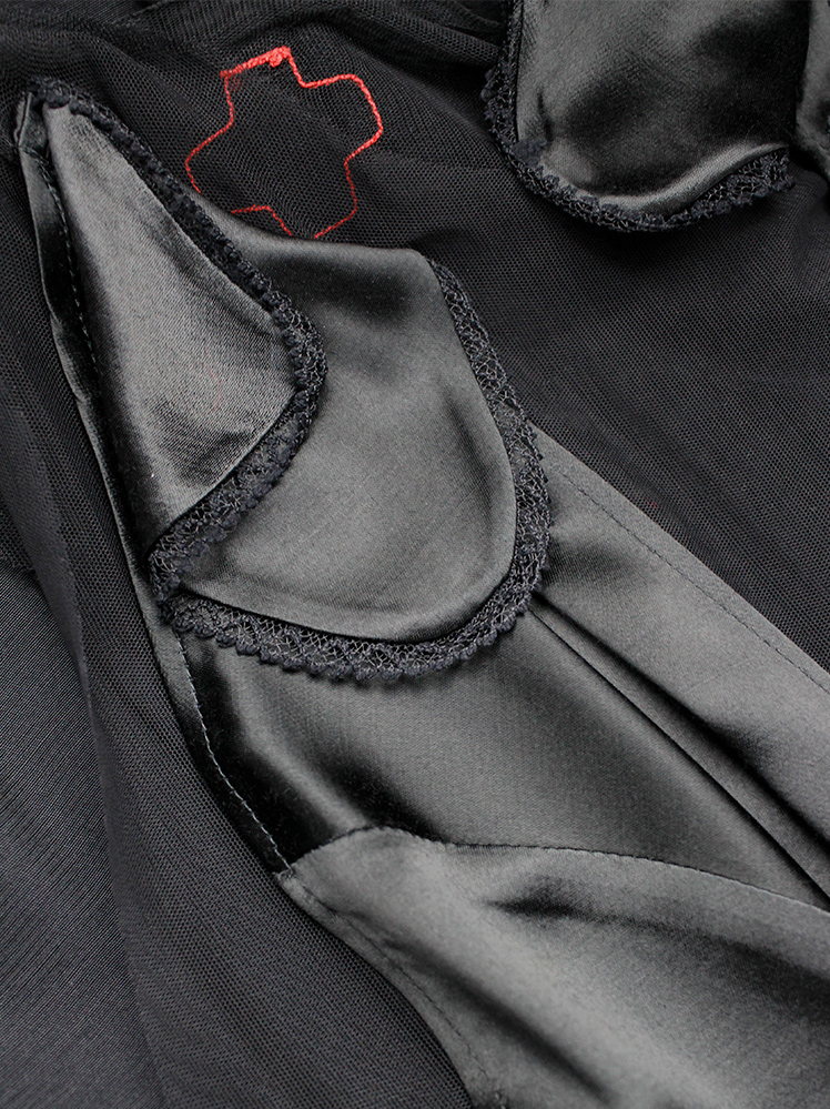 af Vandevorst black sheer top with black dress draped on the front fall 1999 (17)