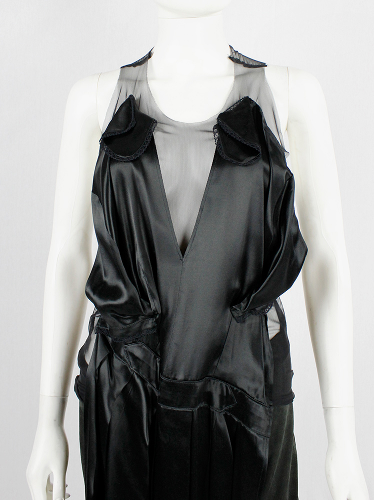 af Vandevorst black sheer top with black dress draped on the front fall 1999 (2)