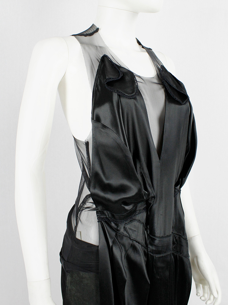 af Vandevorst black sheer top with black dress draped on the front fall 1999 (3)