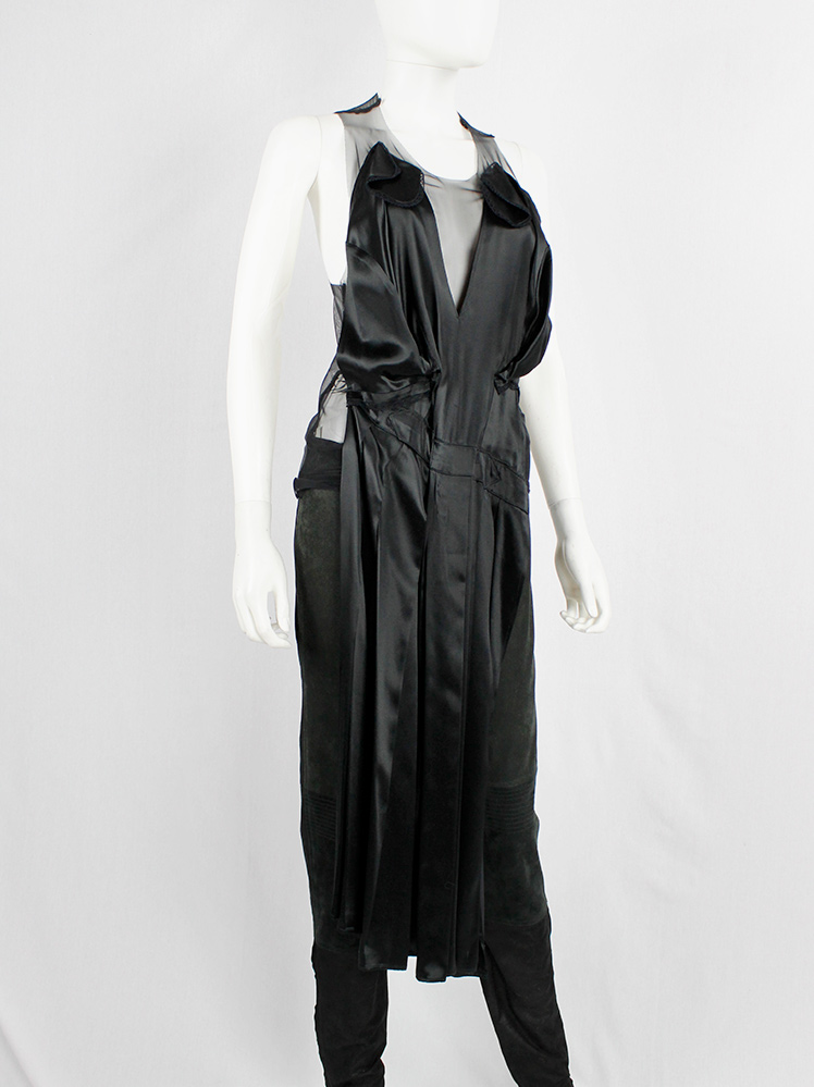 af Vandevorst black sheer top with black dress draped on the front fall 1999 (4)