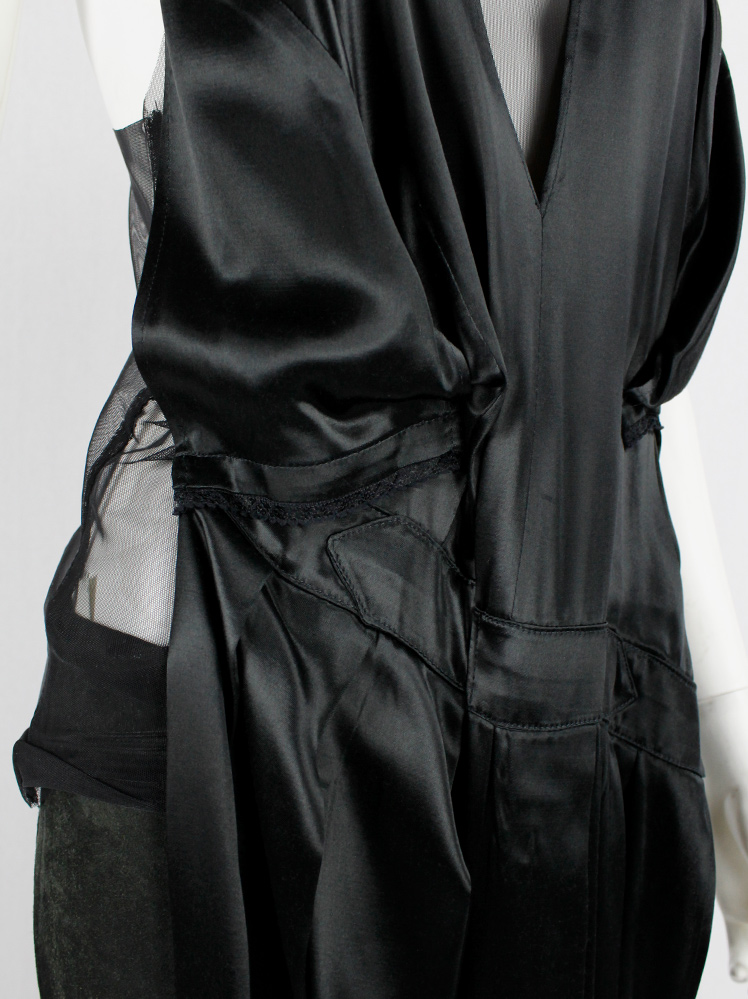 af Vandevorst black sheer top with black dress draped on the front fall 1999 (6)
