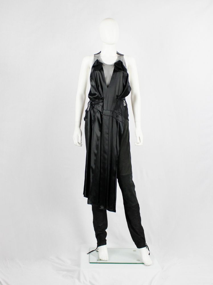 af Vandevorst black sheer top with black dress draped on the front fall 1999 (8)