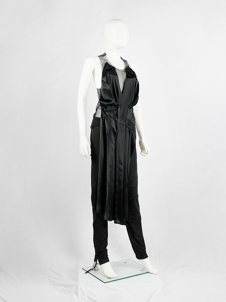 af Vandevorst black sheer top with black dress draped on the front fall 1999 (9)