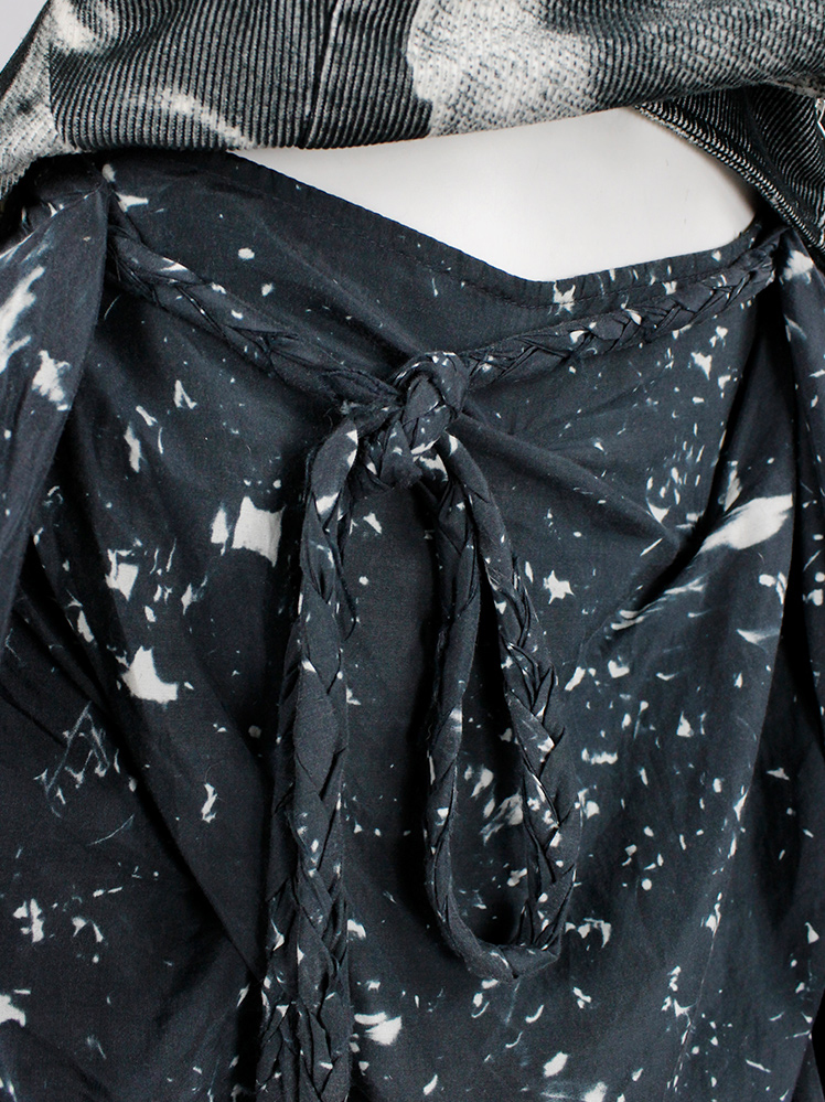 vintage Ann Demeulemeester black gathered skirt with paint splatter print fall 2005 (1)