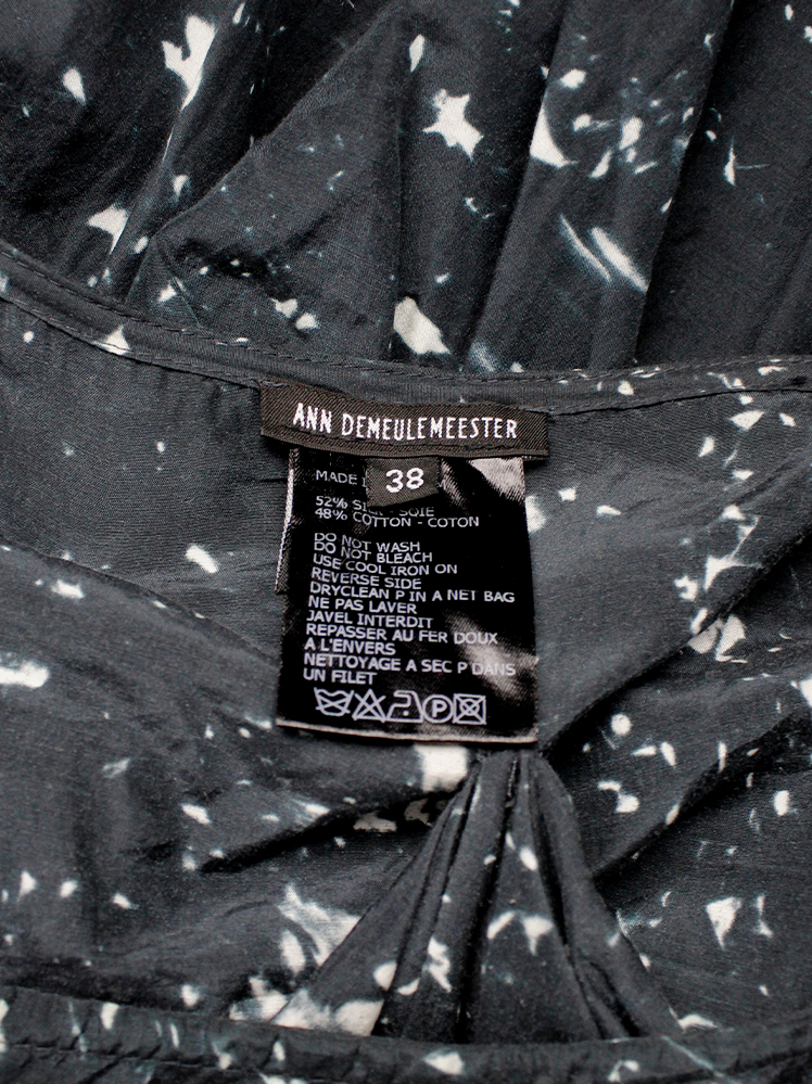 vintage Ann Demeulemeester black gathered skirt with paint splatter print fall 2005 (7)
