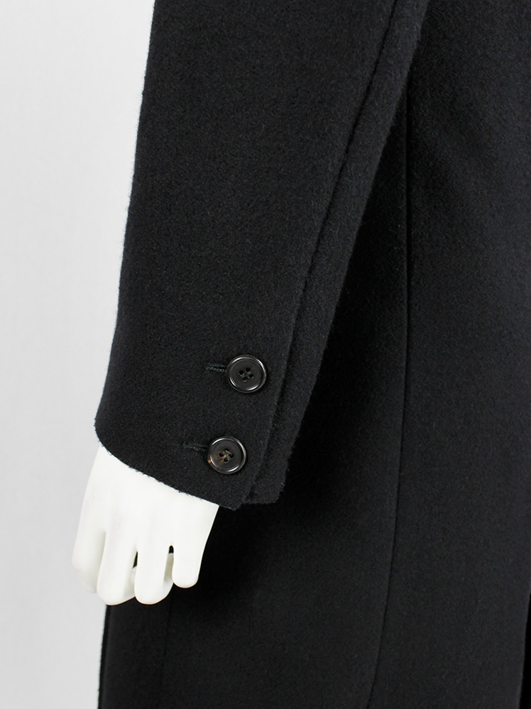 vintage Ann Demeulemeester black long asymmetric coat with overlap front fall 1998 (5)