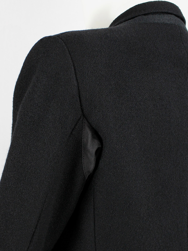 vintage Ann Demeulemeester black long asymmetric coat with overlap front fall 1998 (6)