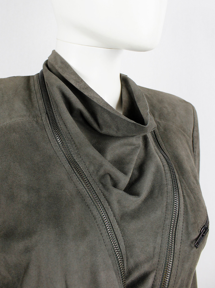 vintage Haider Ackermann grey leather jacket front zipper panel and drape spring 2009 (12)
