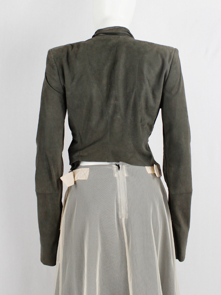 vintage Haider Ackermann grey leather jacket front zipper panel and drape spring 2009 (20)