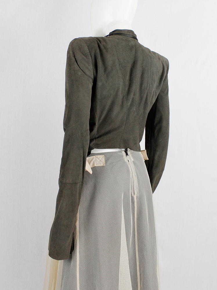 vintage Haider Ackermann grey leather jacket front zipper panel and drape spring 2009 (21)