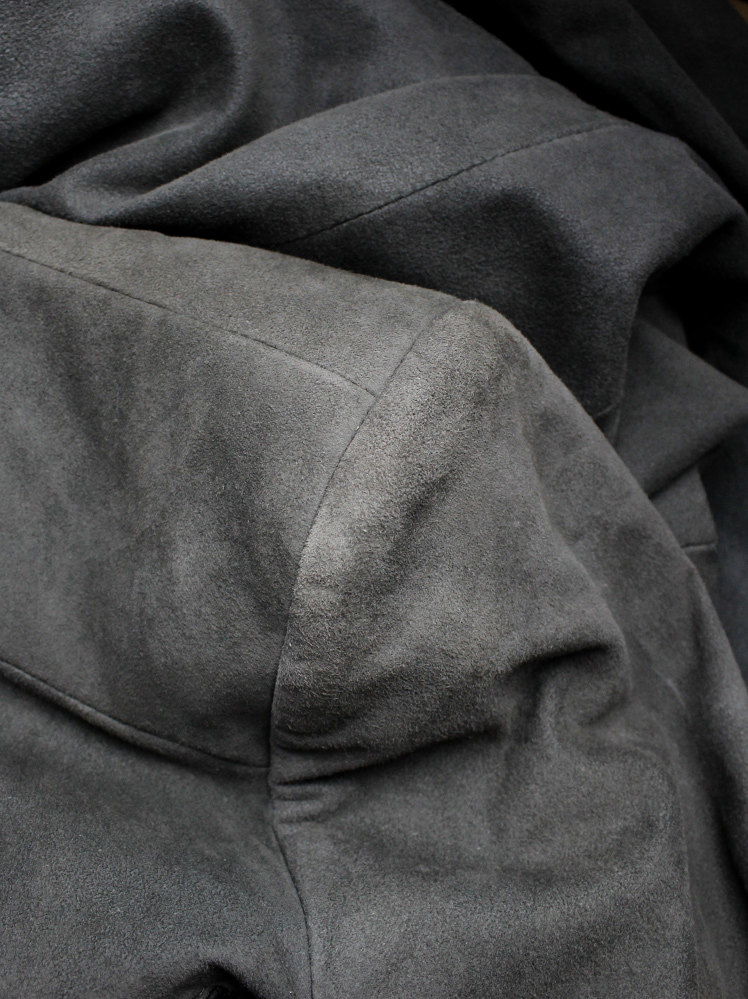 vintage Haider Ackermann grey leather jacket front zipper panel and drape spring 2009 (7)