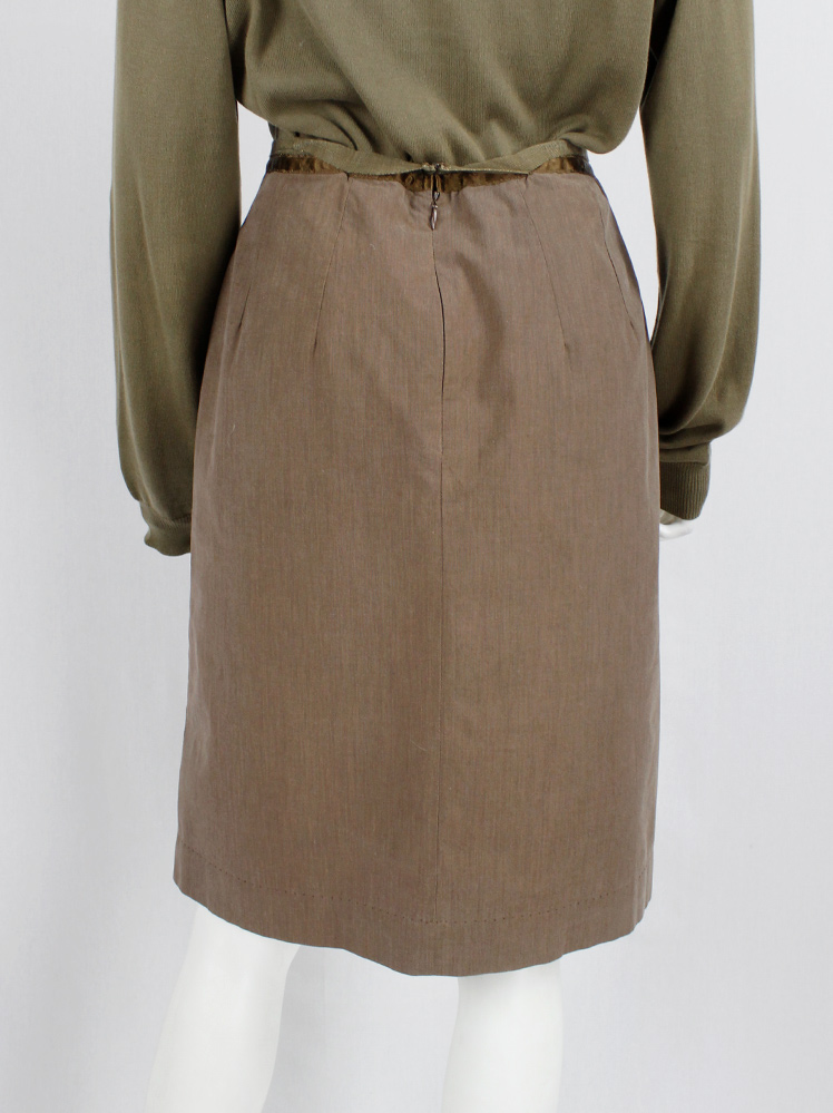 vintage Maison Martin Margiela brown skirt with satin trim and folded waistband spring 2004 (1)