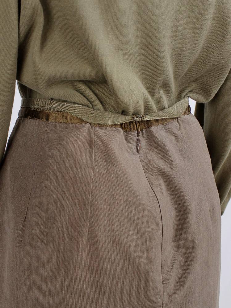 vintage Maison Martin Margiela brown skirt with satin trim and folded waistband spring 2004 (2)