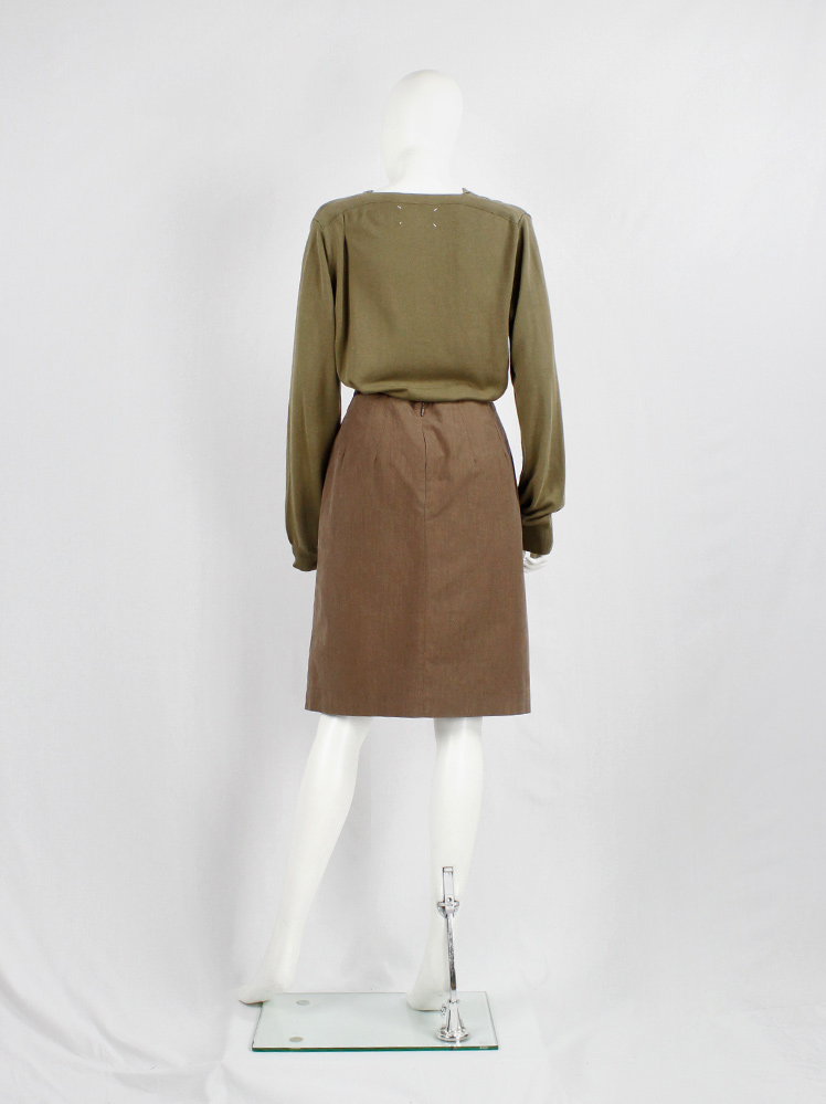 vintage Maison Martin Margiela brown skirt with satin trim and folded waistband spring 2004 (3)