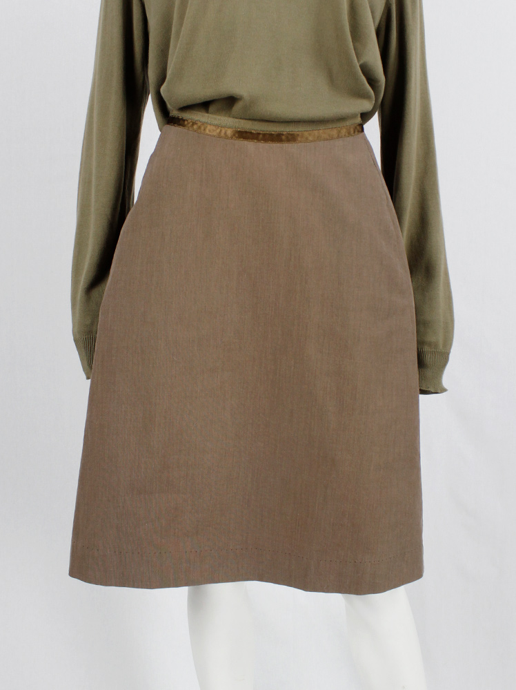 vintage Maison Martin Margiela brown skirt with satin trim and folded waistband spring 2004 (5)