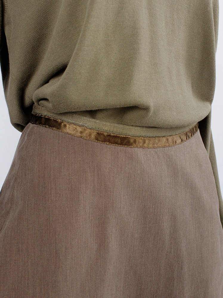 vintage Maison Martin Margiela brown skirt with satin trim and folded waistband spring 2004 (6)